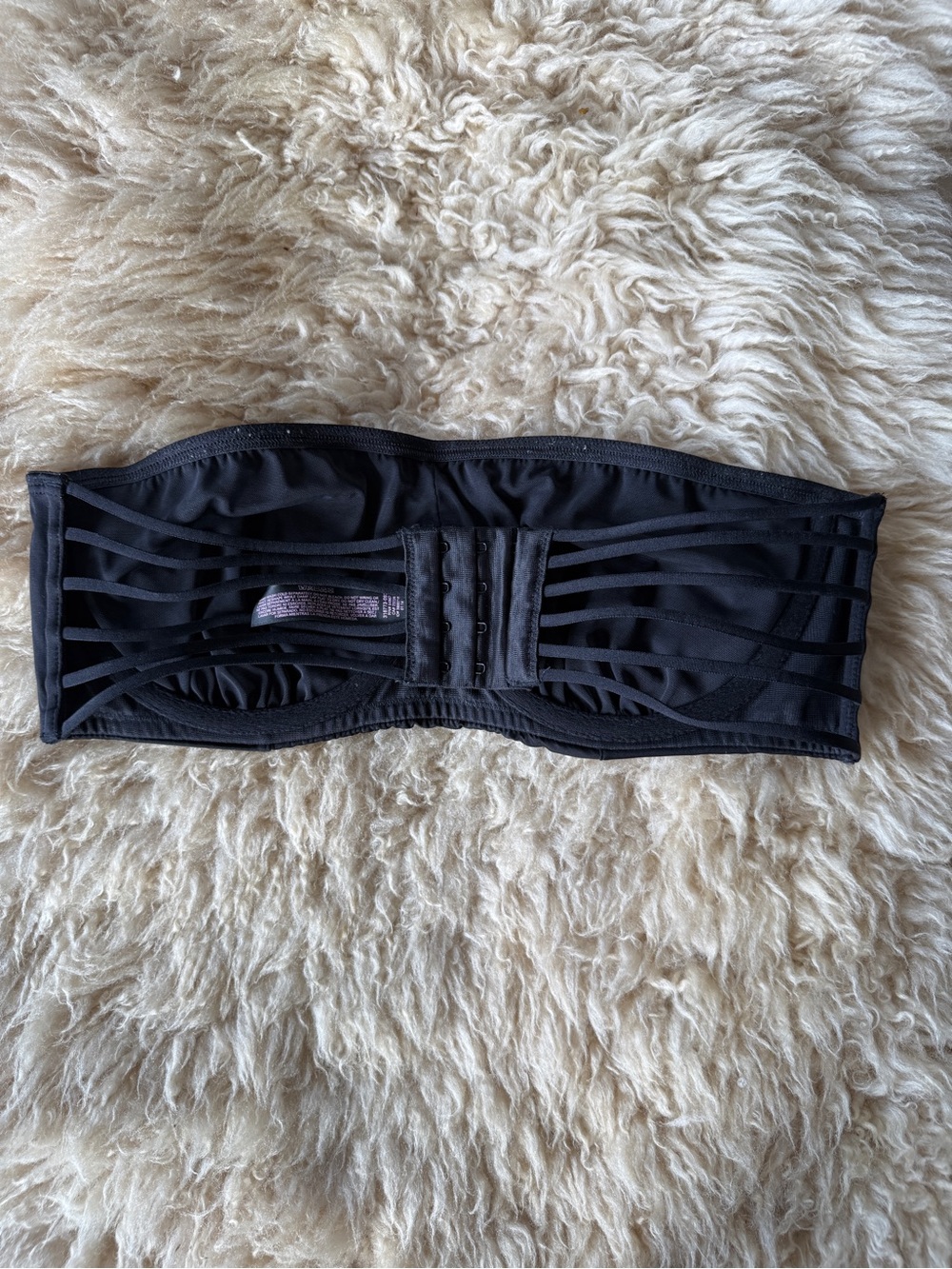 Victoria's Secret Unlined Bandeau Black Strappy Bra 36D